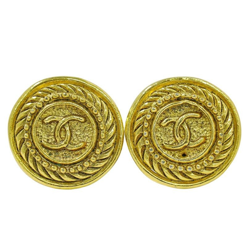 Chanel Coco Mark Earrings GP Gold Plated Accessories Jewelry