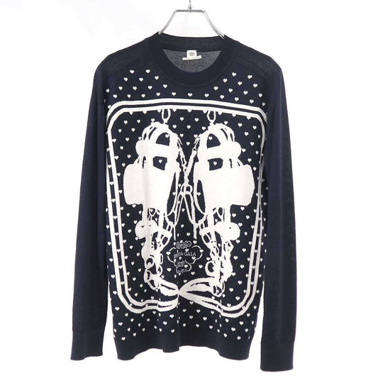 Hermes Brides de Gala Love Cashmere Silk Knit Sweater Navy 34