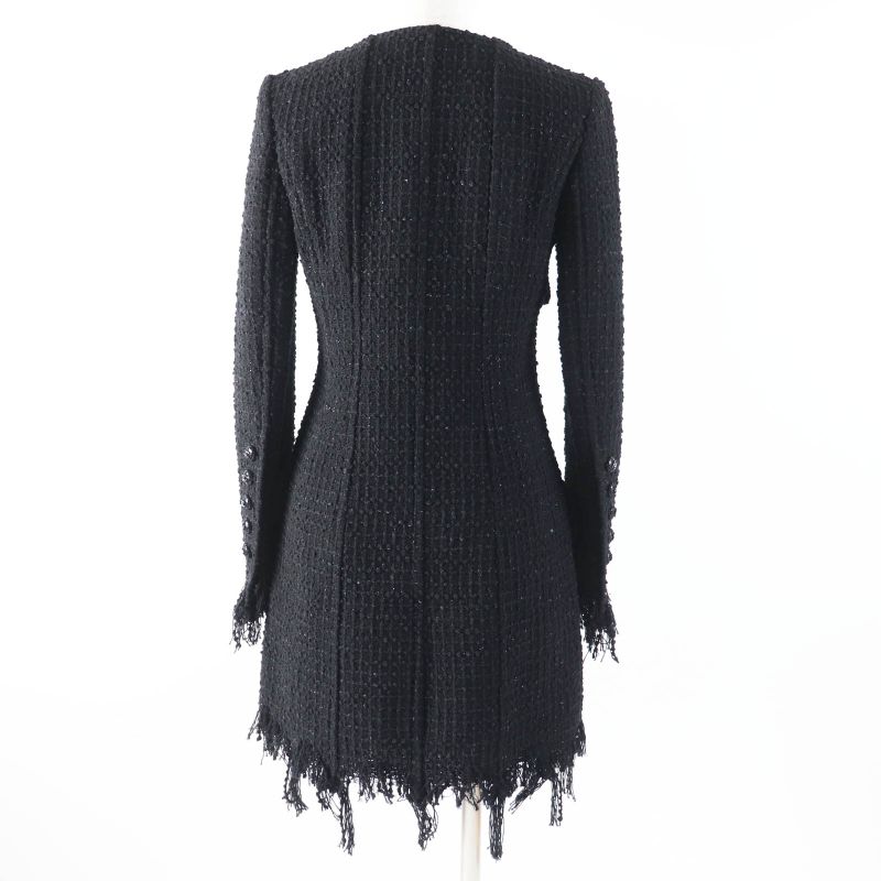 CHANEL 22C P71826 Runway Wear Rhinestone Coco Button Iridescent Tweed Coat