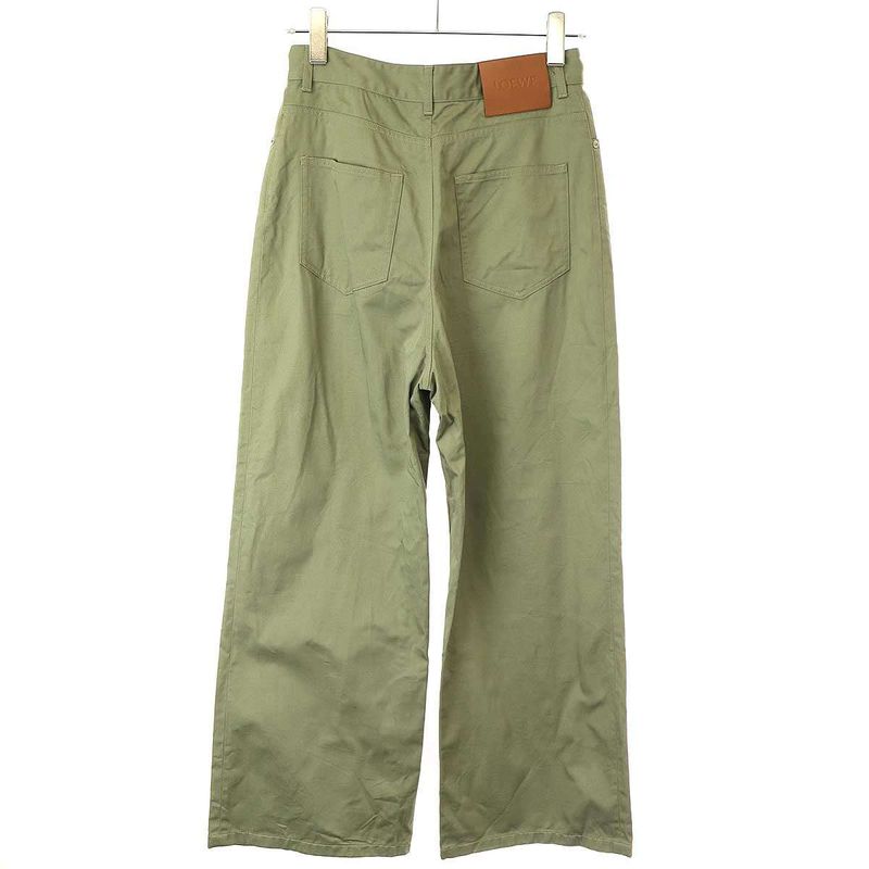 Loewe 24ss Logo Patch High Waist Pants S540y04xhi Olive 38