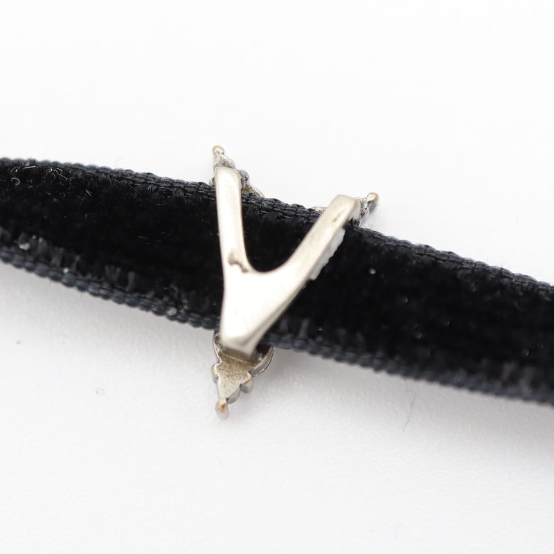 Christian DIOR Choker Star Rhinestone CD Velour Accessories Black Ladies With