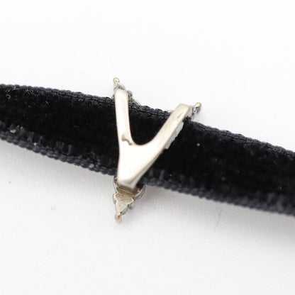 Christian DIOR Choker Star Rhinestone CD Velour Accessories Black Ladies With