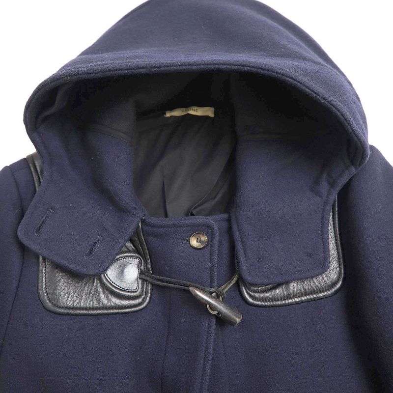 Celine by Phoebe Philo 12aw Leather Shoulder Melton Duffle Coat 6999 028-99016