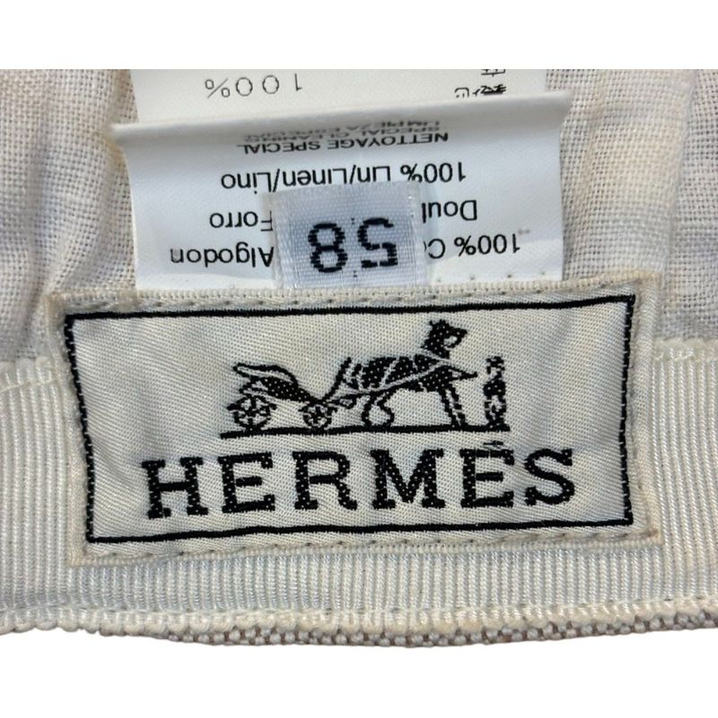 Hermes ② Nevada Cotton Canvas Cap Cotton Outer Linen Inner Unisex Beige 58
