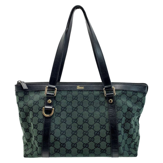 Gucci Handbag Canvas Dark Green Gold Hardware