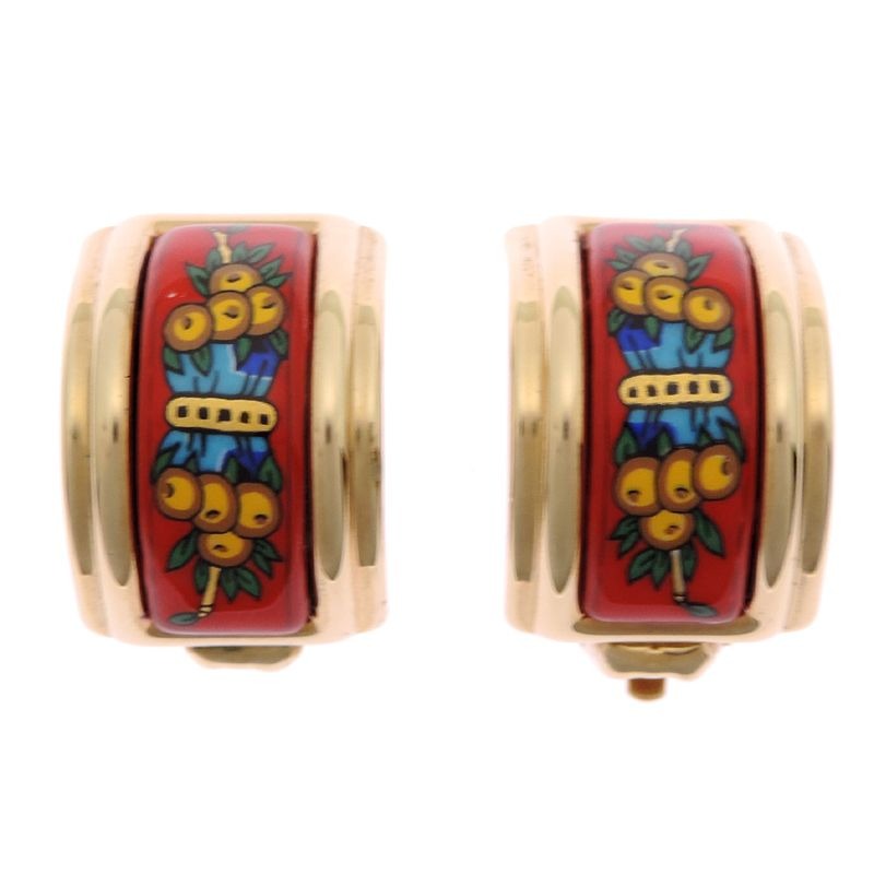 Hermes Vibrant Floral Pattern Red Enamel