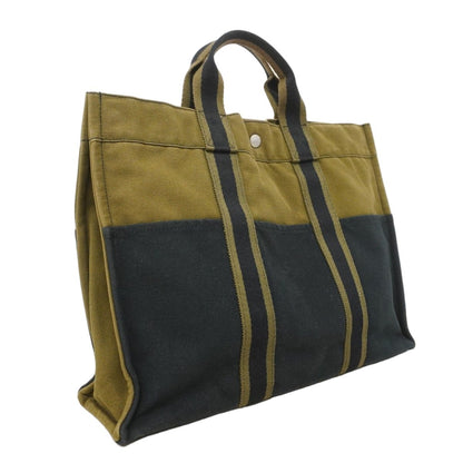 Hermes Tote Fourre Tout MM Canvas Black Khaki Silver — view 2