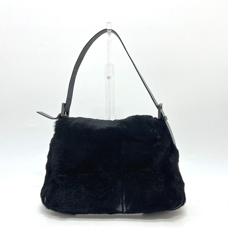 Fendi Handbag Mamma Bucket Fur Black