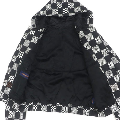  Louis Vuitton Hkb90w Damier Hooded Zip-up Jacket Black White 44 Made In Italy