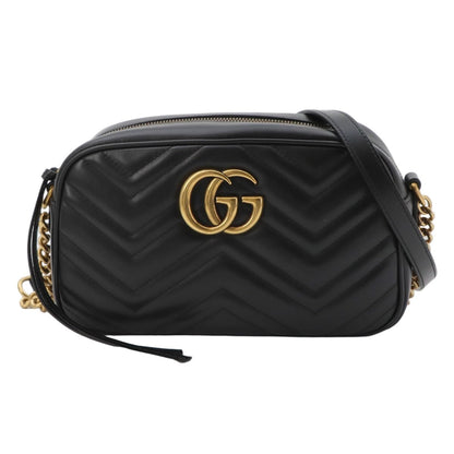 Gucci GG Marmont Chain Shoulder Bag Leather Black