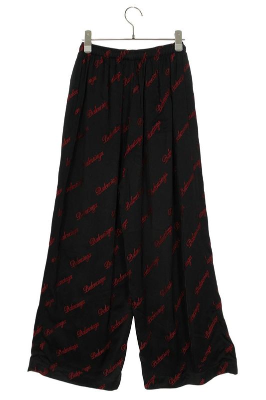 Balenciaga 659026 Tko52 Rayon Long Pants With Logo All Over Women 34