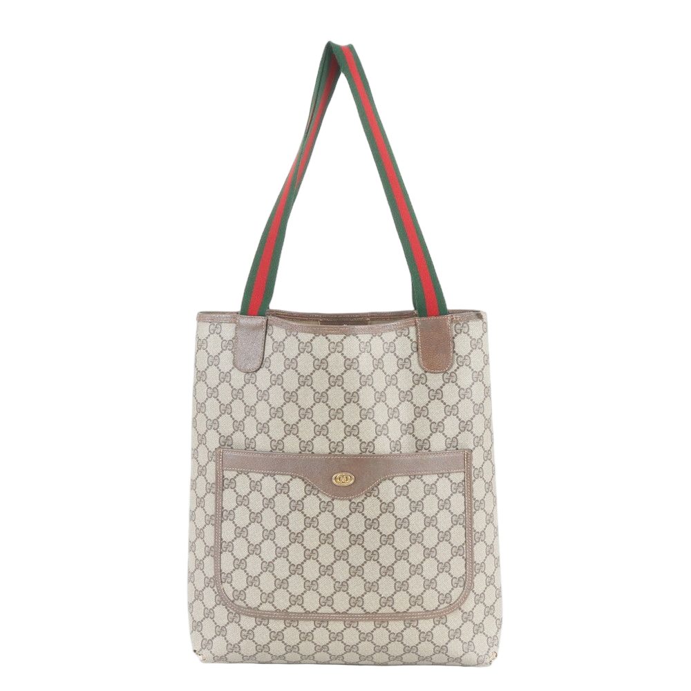 Gucci GG Supreme Sherry Line Leather Tote Shoulder Business Document Ene