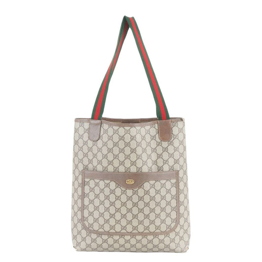 Gucci GG Supreme Sherry Line Leather Tote Shoulder Business Document Ene