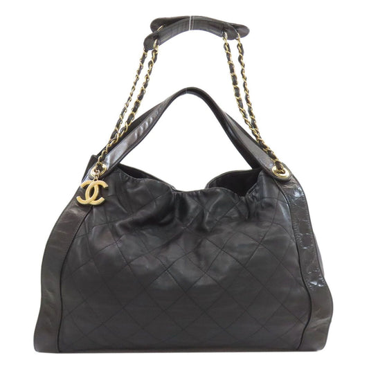 Chanel Quilted CC Logo Gold 2-Way Shoulder Bag Black