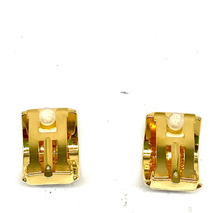 Hermes Enamel Cloisonne Earrings Chain Gold — view 2