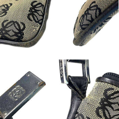 Loewe Anagram Canvas Shoulder Bag Beige Black