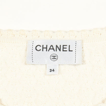 Chanel Cardigan CC Logo Shell Button Knit Jacket Cotton Silk — view 3