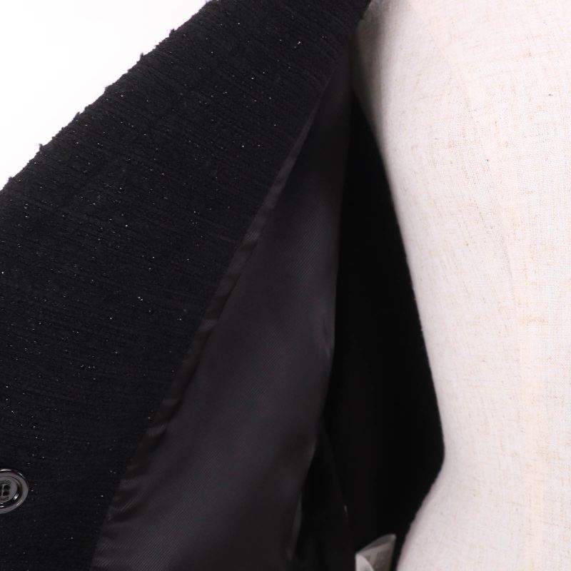 Gucci 643287 Wool Design Button Double Breasted Tweed Jacket Black 40 Made In