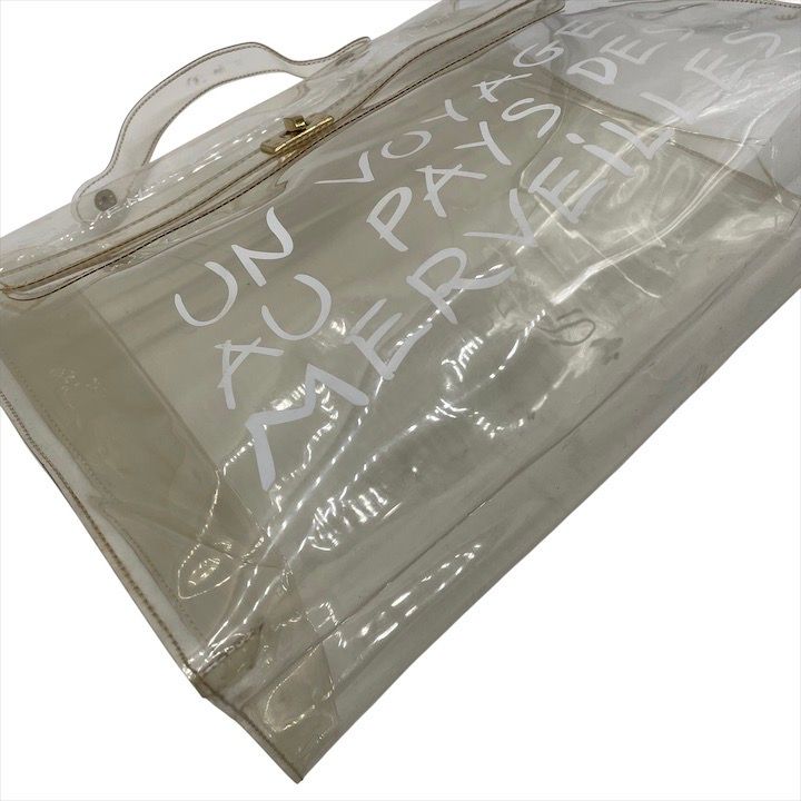 Hermes Vinyl Kelly Logo Hand Beach Clear Transparent Purse