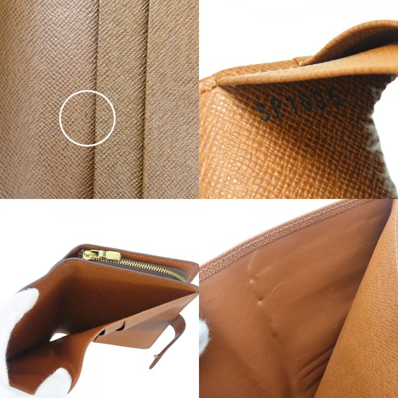 Louis Vuitton Bifold Wallet Porte Papier M61207 Monogram Brown Gold Hardware