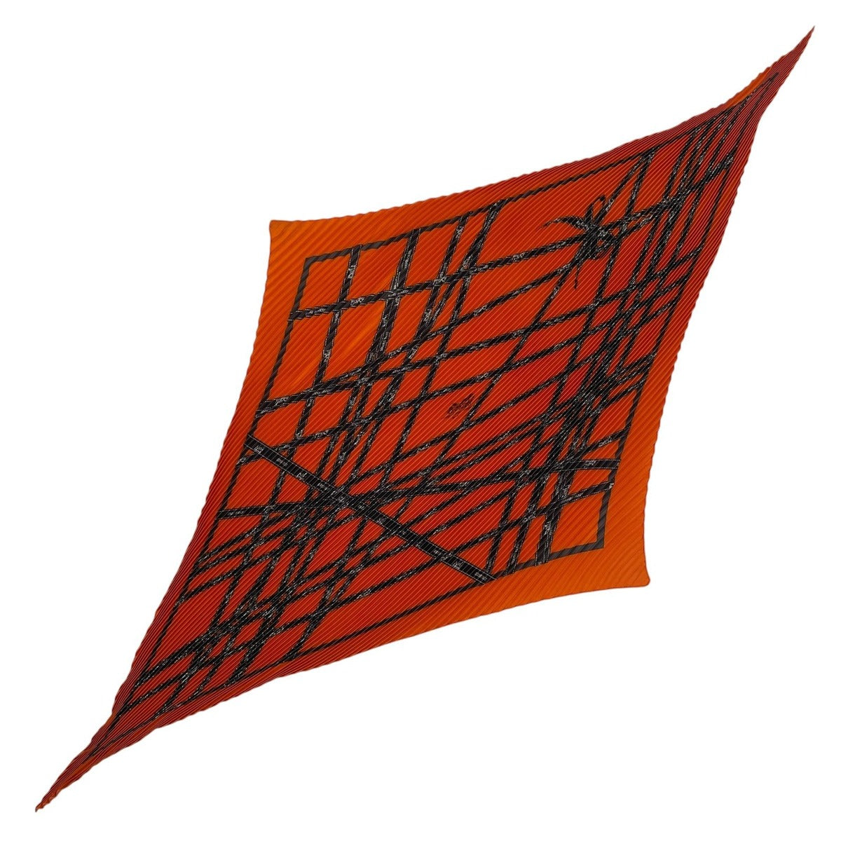 Hermes Scarf Pleated Silk Bolduc Ribbon Pattern Orange — view 2