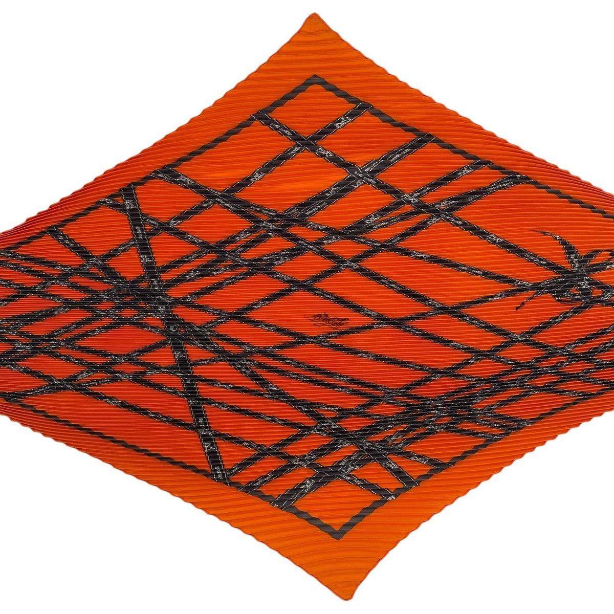 Hermes Scarf Pleated Silk Bolduc Ribbon Pattern Orange — view 4