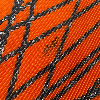 Hermes Scarf Pleated Silk Bolduc Ribbon Pattern Orange — view 6