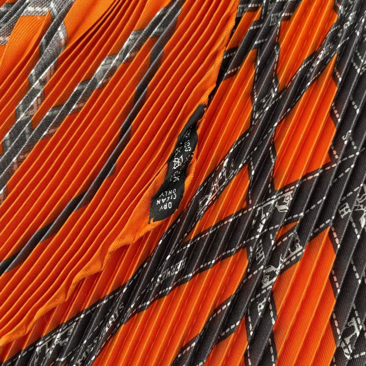 Hermes Scarf Pleated Silk Bolduc Ribbon Pattern Orange — view 7