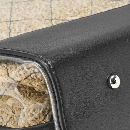 Chanel Matelasse Chain Shoulder Tote 2way Lambskin Straw Black Coco Mark