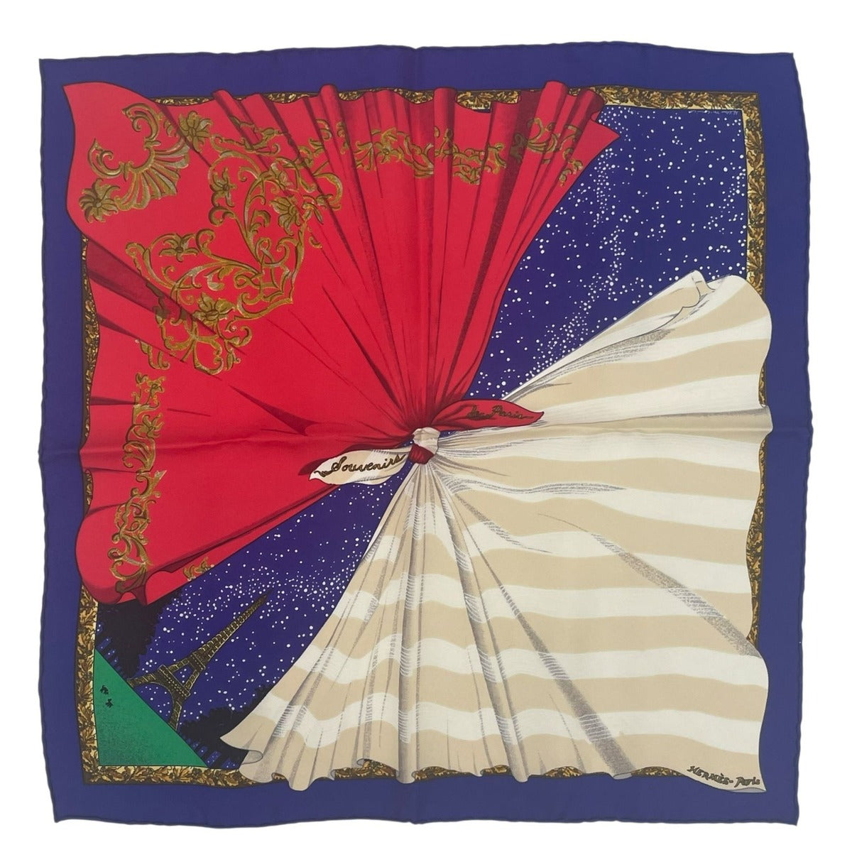 Hermes Scarf Silk Souvenirs de Paris Memories of Eiffel Tower — view 2