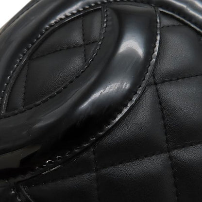 Chanel Tote Bag Cambon Line Medium Leather Enamel Black Silver Hardware Black