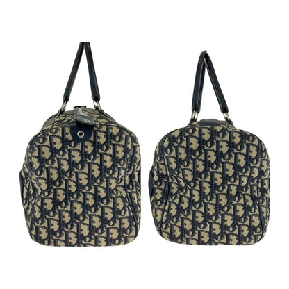 DIOR Vintage Trotter Navy Ivory Silver Hardware Canvas Handbag Mini Boston Bag