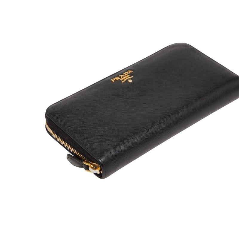 Plat Da Round Zipper Long Wallet 1ml506 Pink Saffiano Leather Women Prada