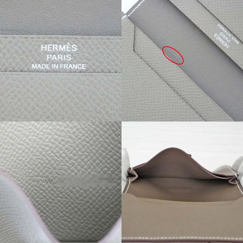 Hermes Bearn Cade Case Etoupe Silver Hardware Vo-epson W Engraved