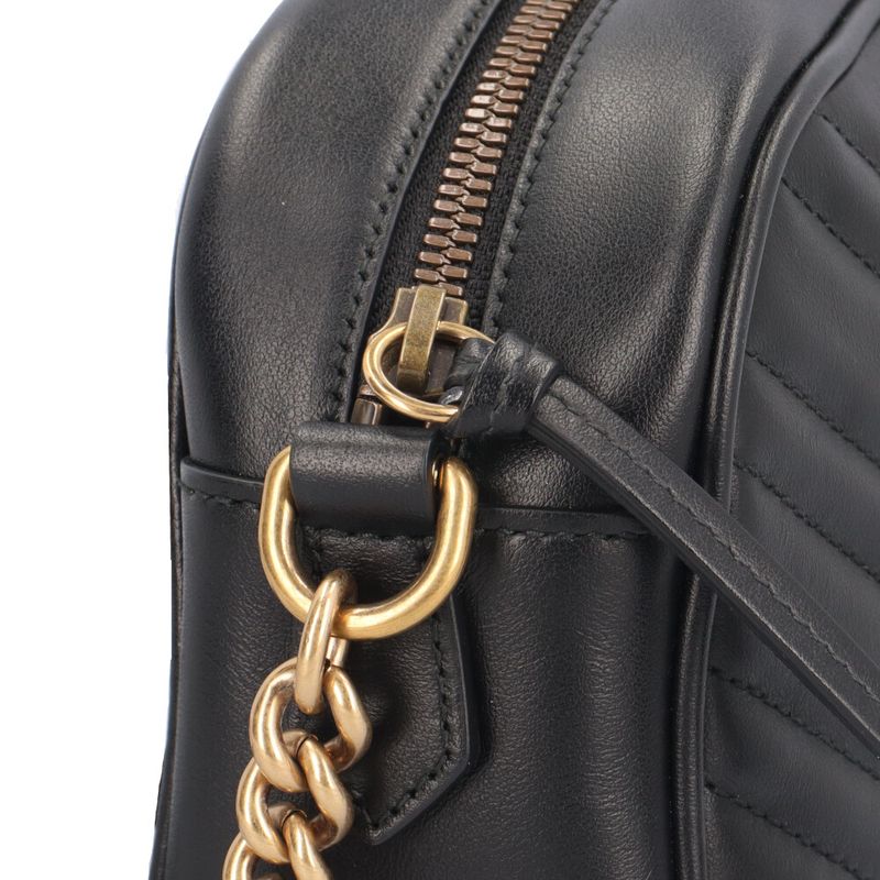 Gucci GG Marmont Shoulder Bag Leather 447632 Black Ladies Gucci  Gucci