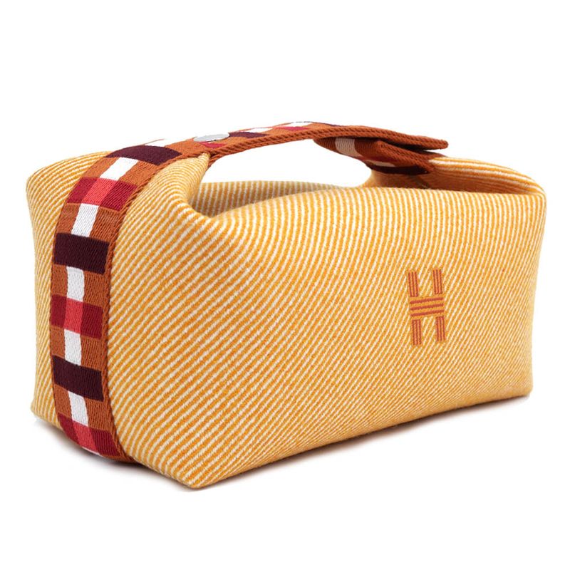 Hermes Brid A Black PM Au-carre Handbag Pouch Faube Orange Ladies Unused