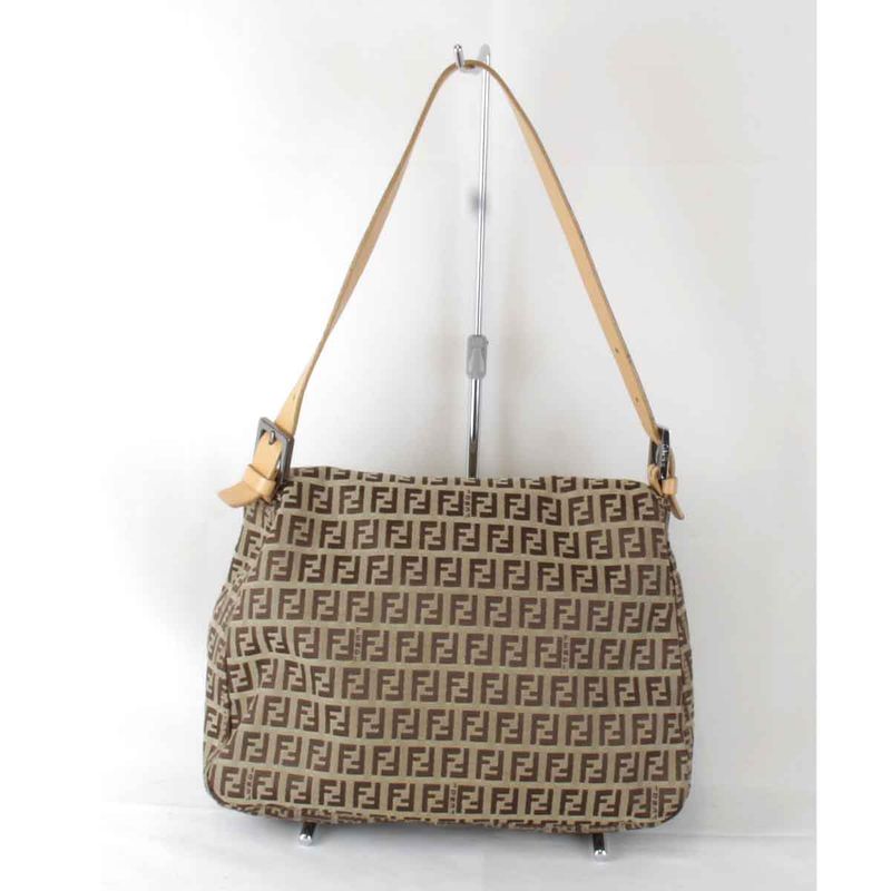 Fendi Zucchino Mamma Bucket Shoulder Bag Canvas Brown