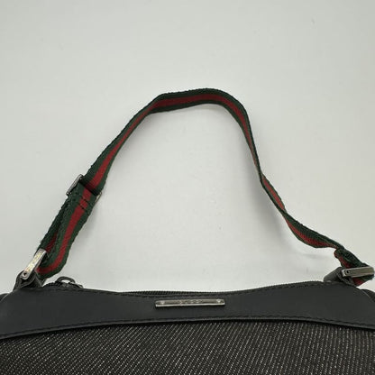 Gucci 92821 Pouch Mini Handbag Black Canvas Leather Sherry Ladies Men Fashion