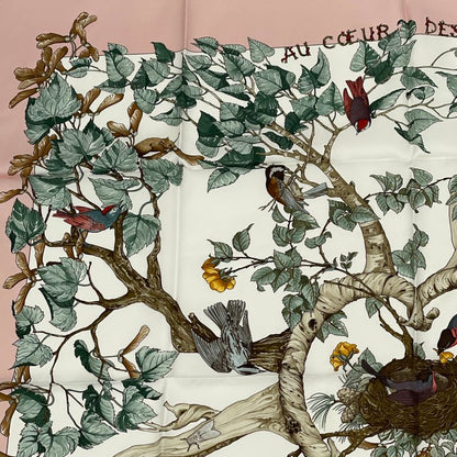 Hermes Carre 90 U Coeur DES BOIS In The Woods Navy 100% Silk Scarf