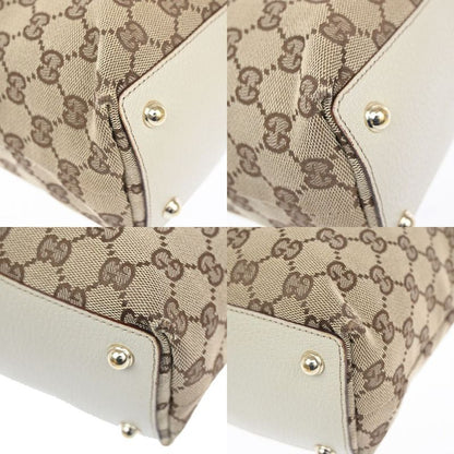 Gucci Shoulder Tote Bag GG Pattern Brown Canvas Leather 64ka689