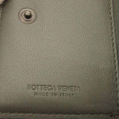 Bottega Veneta Intrecciato Compact Wallet Leather Black Gray Trifold Wallet