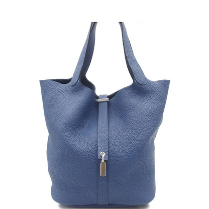 Hermes Picotin Lock GM Blue Brighton Silver Taurillon Clemence Handbag