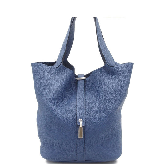Hermes Picotin Lock GM Blue Brighton Silver Taurillon Clemence Handbag