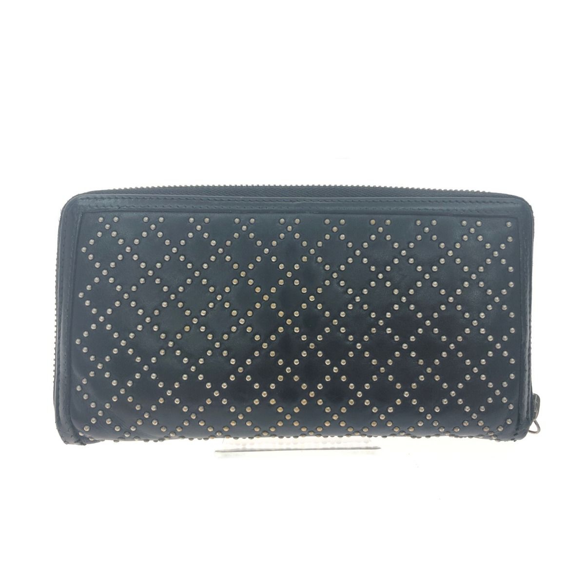 Gucci Diamante Studded Round Zipper Long Wallet GG 2 Zipper Heads