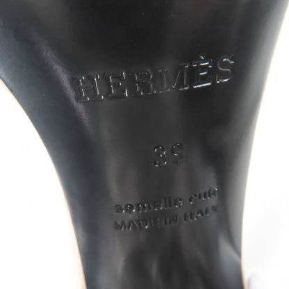Hermes Glam 105 Chaine D'ancre Heel Suede Leather Sandals Beige Silver 39 — view 9