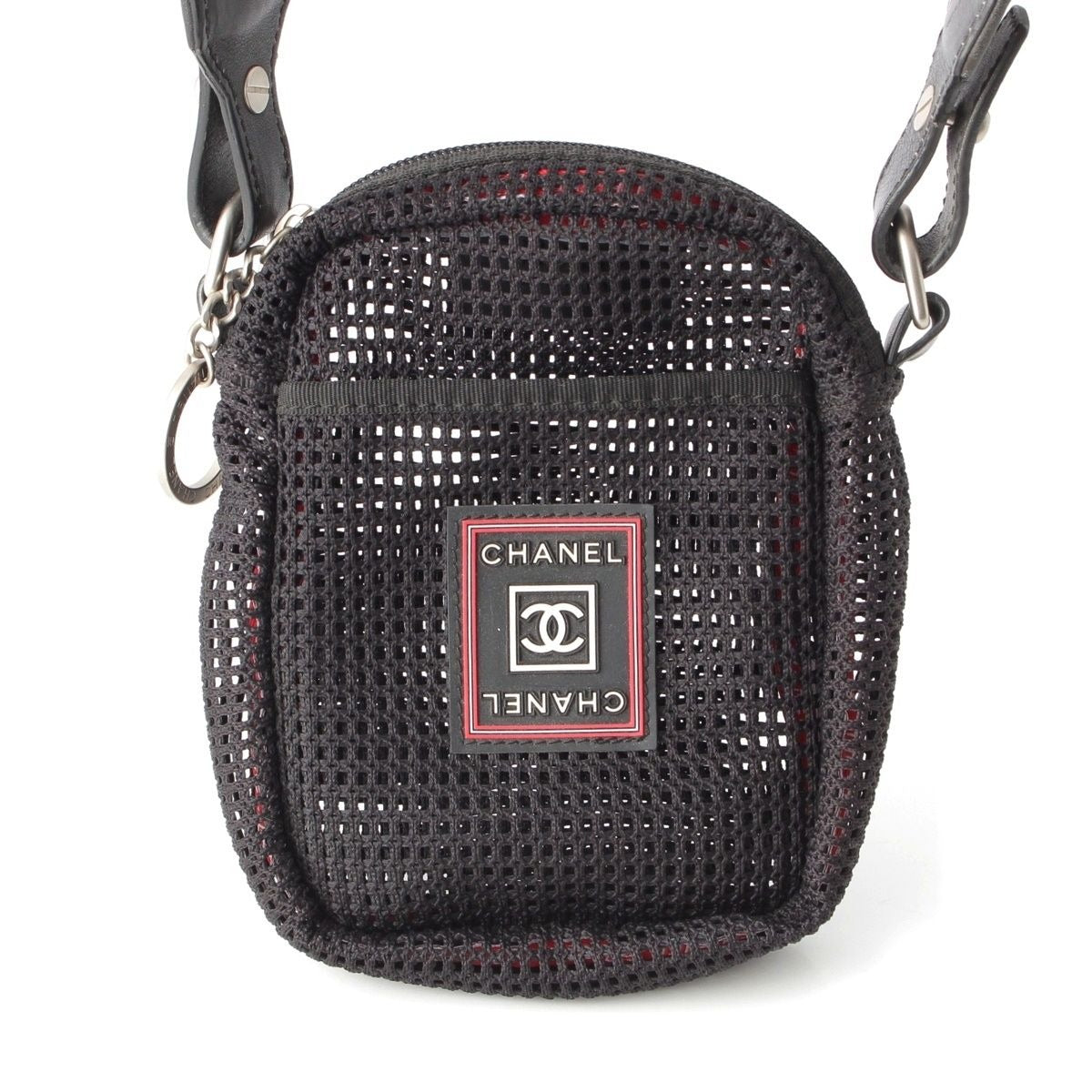 Chanel Sportsline Logo Mesh Shoulder Bag Black