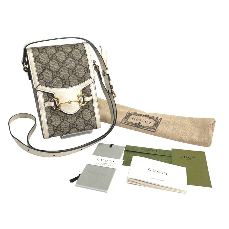 Gucci GG Supreme Shoulder Bag Horsebit Beige