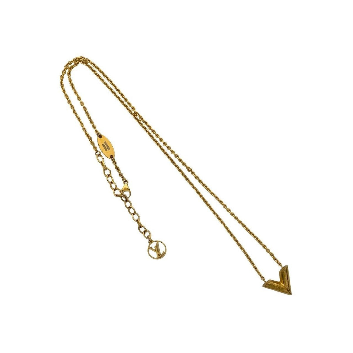 Louis Vuitton Essential Motif Logo Necklace Pendant Gold — view 3