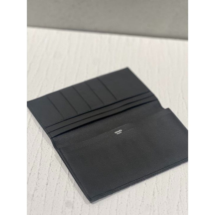 Hermes MC2 Fleming Long Wallet Calf Leather Perforated Black — view 4