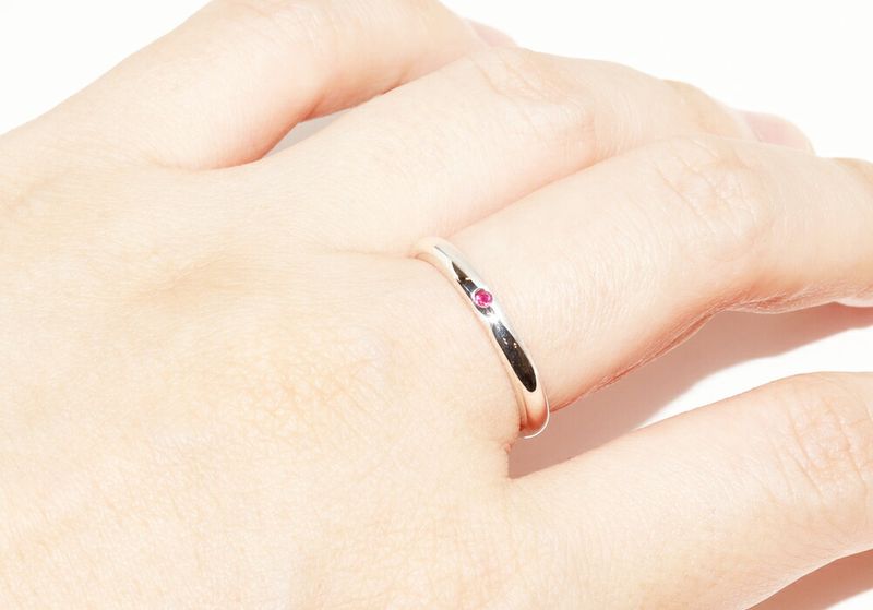 Tiffany & Co Ring SV Ruby 1P Elsa Peretti Stacking Band Ring